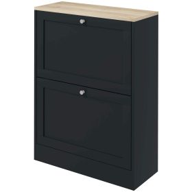 Slim Shoe Storage Cabinet, Modern Shoe Cabinet with 2 Flip Drawers and Adjustable Shelves for 12 Pairs, Black