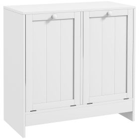 Laundry Efficiency: White 2-Compartment Tilt-Out Hamper Storage Cabinet