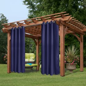 50 in x 84 in Outdoor Curtains for Patio Waterproof, Porch Privacy Drapes on Top and Bottom Curtain , Navy (1 Panel)