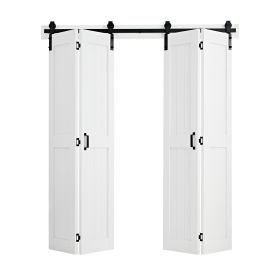 Bifold Barn Door, 72" x 84", MDF Bi-Fold Sliding Closet Doors, Hardware Kit Included, H-Frame Space-Saving Design, Pre-Assembled Panels for Bedro