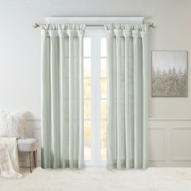 Twist Tab Lined Window Curtain Panel Dusty Aqua 50x95"
