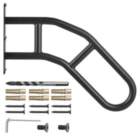 Handrails for Outdoor Steps, 32" Length Wall Mount Safety Railings for 1-3 Steps, U-Shaped Handrail with Matte Black Finished