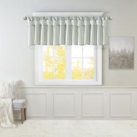 Lightweight Faux Silk Valance With Beads Dusty Aqua 50x26"