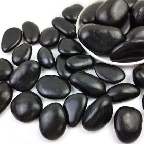 38lbs Black Pebbles for Plants, 2-3 Inch High Polished Natural Large River Rocks for Landscaping
