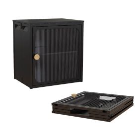 Single Sturdy & Convenient Foldable Cabinet, Durable Steel-Wood Combo with Anti-Slip Design & Quick Fold & Install
