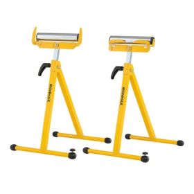 2-Pack Heavy Duty Metal Folding Roller Stand with Edge Guides Portable Woodworking Support - Yellow (Option: Default Title)
