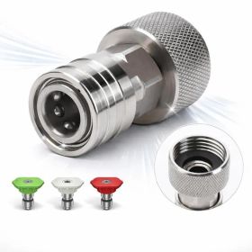 3/4" GHT to 1/4" Quick Connect Garden Hose to Pressure Washer Adapter, Stainless Steel Garden Hose Connectors, Tool-Free Install, Leak-Proof for (Option: Default Title)