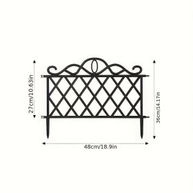 10-Pack Decorative Garden Fence, Black Mesh Metal Landscape Fence, Interlocking And Connectable Outdoor Patio Flower Bed Lawn Terrace Fence (Option: Black)