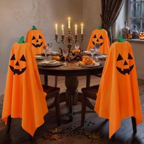 4 Pack Halloween Chair Covers Spooky Pumpkin Chair Back Covers (Option: ORANGE)