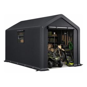 8x10 FT Storage Shed With 2 Roll-up Windows, Heavy Duty Bike Tent (Option: 04606320)