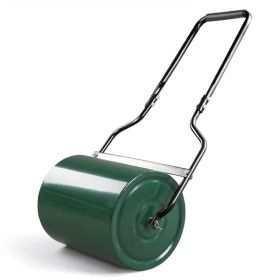 16in Heavy Duty Steel Lawn Roller, Garden Roller Can Be Filled with Water or Sand, Hand Roller with U-shaped Handle, Green & Black (Option: Default Title)