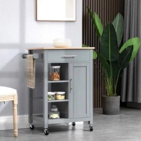 Compact Kitchen Island Cart on Wheels, Rolling Utility Trolley Cart Grey-AS (Option: as picture)
