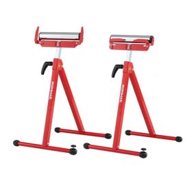 2-Pack Heavy Duty Metal Folding Roller Stand with Edge Guides Portable Woodworking Support - Red (Option: Default Title)
