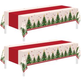 2 Pack Christmas Tablecloths,Christmas Party Decoration,54 X 108 Inch,Disposable Plastic Table Cloths Rectangular For Party Supplies,Xmas Tree Ta (Option: White)