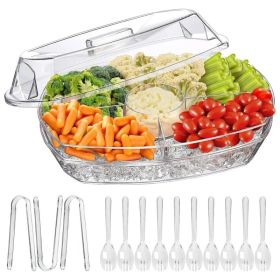 Fruit Ice Serving Tray Chilled Veggie Tray Shrimp Cocktail Serving Dish Appetizer Party Serving Platter Cold Food Buffet Server with Lid and 4 Co (Option: Transparent)