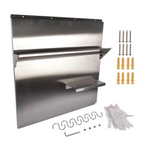 Range Backsplash with Shelf 29.5 x 29.5 Inch Range Hood Wall Shield for Range Hood Stainless Backsplash with Storage Shelf and Hanging Rack (Option: Default Title)