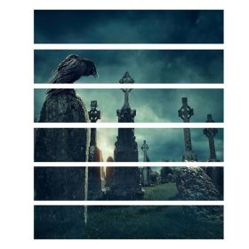Halloween 3D Waterproof Stair Wall Crow Tombstone Stickers Home Party Decoration (Option: A)