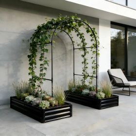 Raised Garden Bed with Arch Trellis, 2 Pack Metal Planter Boxes with Garden Arch, Outdoor Garden Planter for Climbing Plants Vegetables Flowers (Option: Default Title)