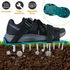 Lawn Aerator Shoes, Metal Spike Sandals for Aeration, Durable PP Material, Adjustable Straps, Easy Installation, Perfect Gardening Gift (Option: Green)
