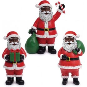 Wooden Figurine Table Decorations, Black Santa Wooden African American Table Decor For Desk Shelf, Indoor Ornaments, Holiday Party Decor (Option: red)