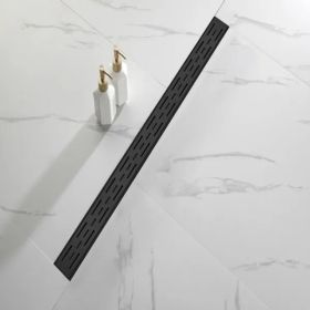 36 Inch Linear Shower Drain with Removable Brick Patterned Grate Cover, 304 Stainless Steel Shower Floor Drain with Hair Strainer and Leveling Fe (Option: Default Title)