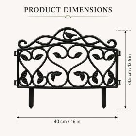 Set Of 10 New Decorative Garden Fences  European-Style Plastic Courtyard Fencing With Floral, Bird, And Scrollwork Motifs  Outdoor Landscape Edgi (Option: Black)