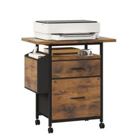 24 Inch Rolling File Cabinet with 2 Drawers, Mobile Printer Stand with Open Storage Shelf, Under Desk Office Organizer for Home Office and Worksp (Color: brown)