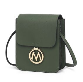 MKF Collection Skylar Messenger Handabag Vegan Leather Womens by Mia K (Color: Olive, Material: Vegan Leather)