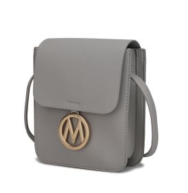 MKF Collection Skylar Messenger Handabag Vegan Leather Womens by Mia K (Color: Stone Gray, Material: Vegan Leather)
