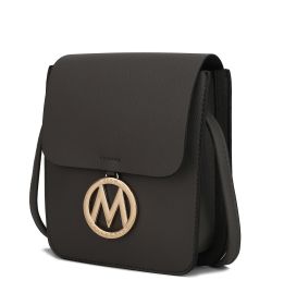 MKF Collection Skylar Messenger Handabag Vegan Leather Womens by Mia K (Color: Charcoal, Material: Vegan Leather)