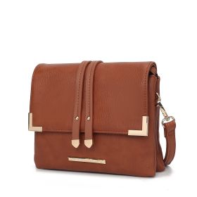 MKF Collection Valeska Multi Compartment Crossbody by Mia k (Color: Cognac, Material: Polycarbonate)