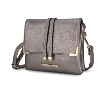 MKF Collection Valeska Multi Compartment Crossbody by Mia k (Color: Pewter, Material: Polycarbonate)