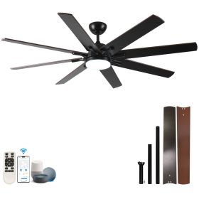 72 inch Large Ceiling Fans with Lights and Remote, Indoor/Outdoor Black Modern Ceiling Fan for Kitchen Living Room Patio (Color: as Pic)