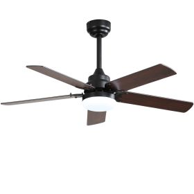 Low Profile 42 Inch Ceiling Fan 5 Blades Noiseless Reversible Dc Motor Remote Control With Led Light (Color: as Pic)