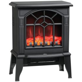 Electric Fireplace Heater, Freestanding Fireplace Stove with Realistic Flames Overheating Protection 750W/1500W, Black (Title: Default Title)