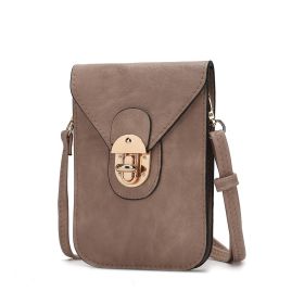 MKF Collection Kianna Medium Phone Crossbody Handbag by Mia K. (Color: Taupe, Material: Vegan Leather)