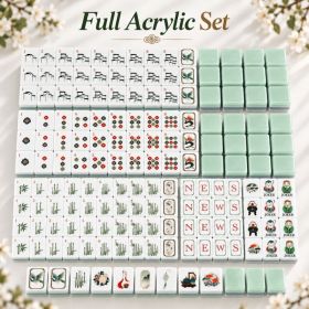 Elegant Acrylic Mahjong Set, Chinese Inspired American Mahjong Tiles, 160 Tile Game Set With Jokers And Classic Garden Design (Option: Elegant Acrylic Mahjong Set-Acrylic-160 Tiles)