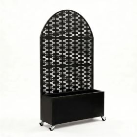 Arched Decorative Privacy Screen with Planter Box, 70.87" Tall Metal Freestanding Fence Planter, 46.8"15.75"16.92" Planter Box for Patio Balcony (Option: Default Title)