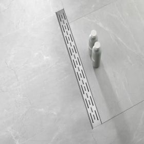 30 Inch Linear Shower Drain with Removable Brick Patterned Grate Cover, 304 Stainless Steel Shower Floor Drain with Hair Strainer and Leveling Fe (Option: Default Title)