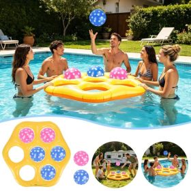1Pc Inflatable Tic-Tac-Toe Pool Game Set with 7 Balls Summer Water Toy Portable Inflatable Game for Pool Beach Backyard (Option: Orange Yellow)